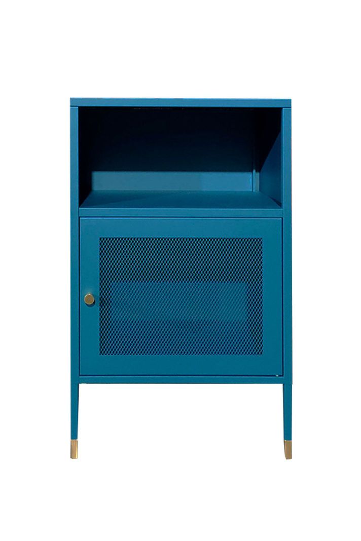 Velador Metálico con puerta de malla metálica color Petroleo-2