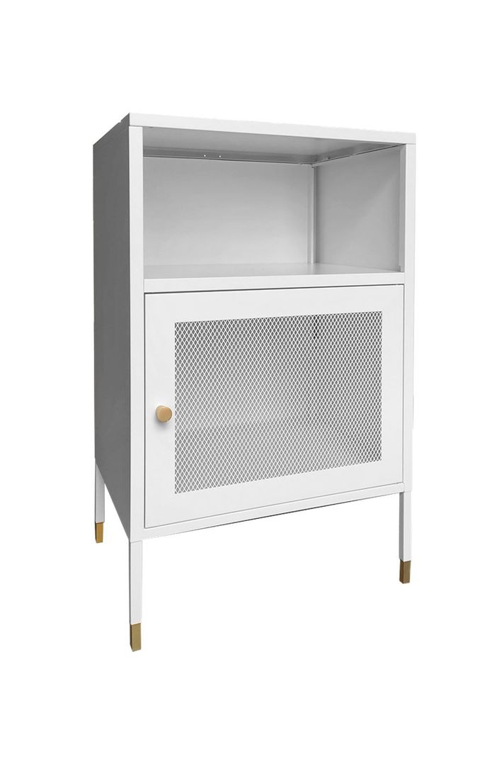 Velador Metálico con puerta de malla metálica color Blanco-2