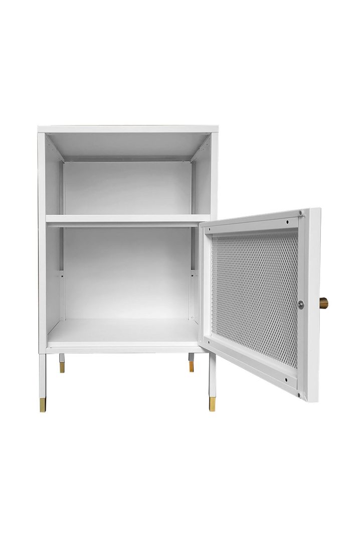 Velador Metálico con puerta de malla metálica color Blanco-1