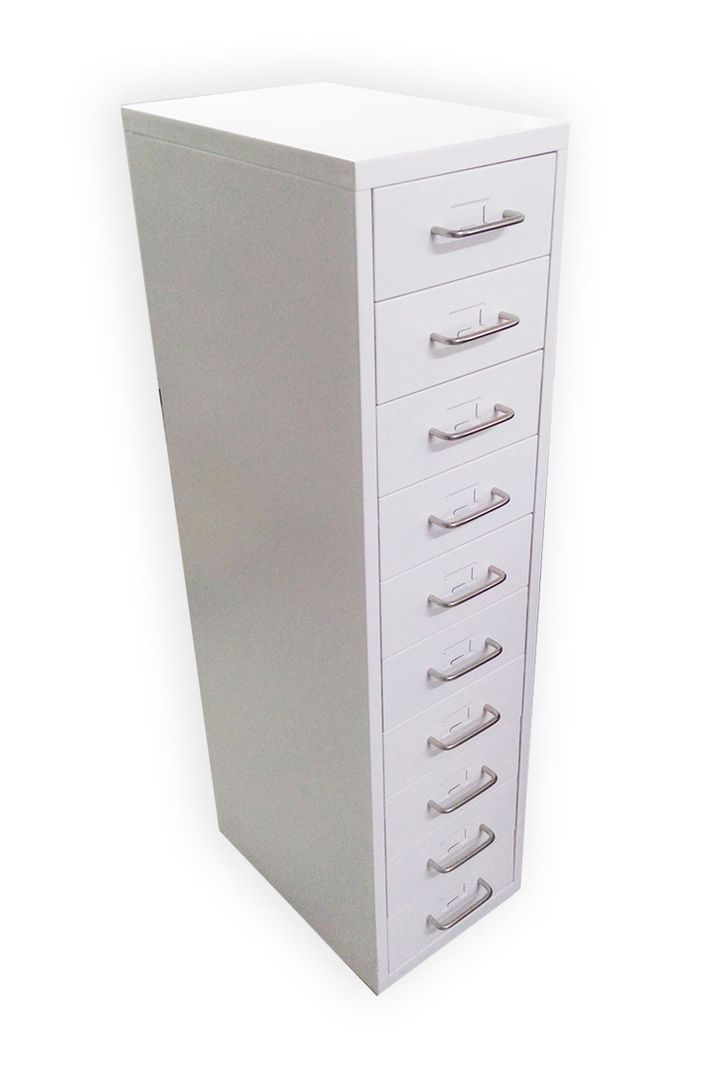 Cajonera metálica 10 cajones Blanca con Ruedas-1