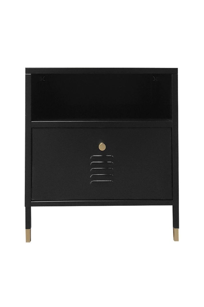 Velador Metálico con cajón color Negro-2