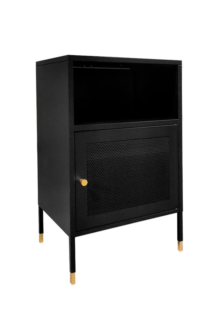 Velador Metálico con puerta de malla metálica color Negro-0