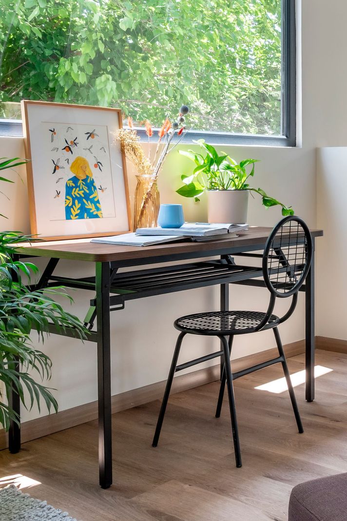 Escritorio Plegable Negro Base Metalica Mobitat