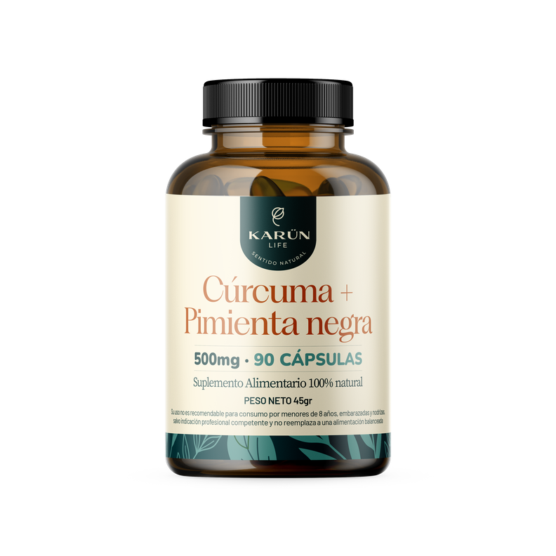 Curcuma + Pimienta Premium 90 Capsulas 50g Karun Life