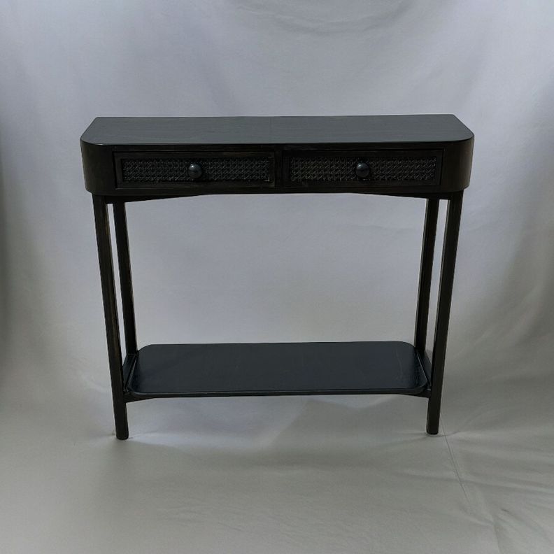 MESA DE ARRIMO NEGRO SATIN DETALLE JUNCO, 2 CAJON-3