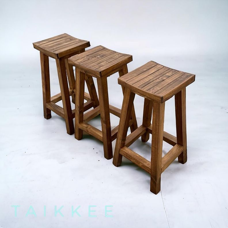 TABURETE RUSTICO NOGAL DEC, PACK 3U-0