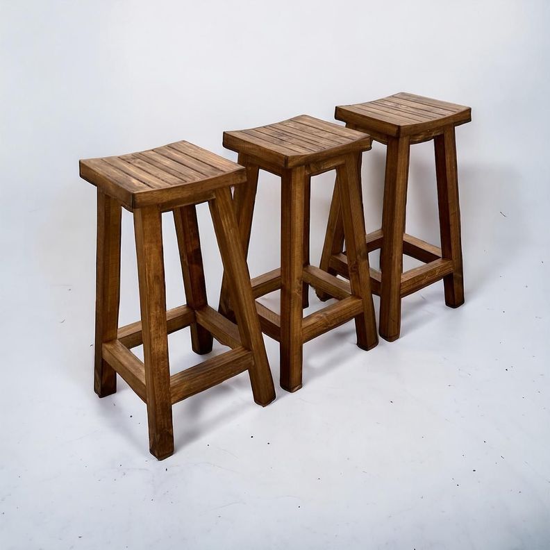 TABURETE RUSTICO NOGAL DEC, PACK 3U-2