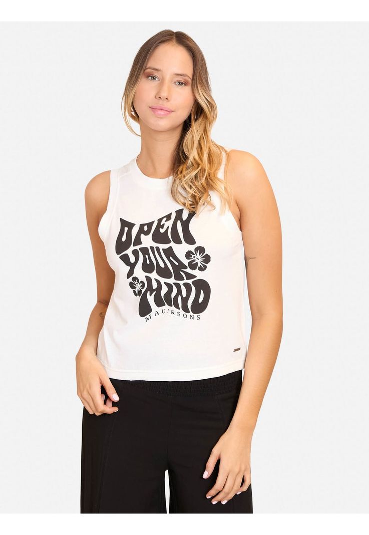 Polera MC Open Your Mind Blanco Mujer Maui And Sons-0