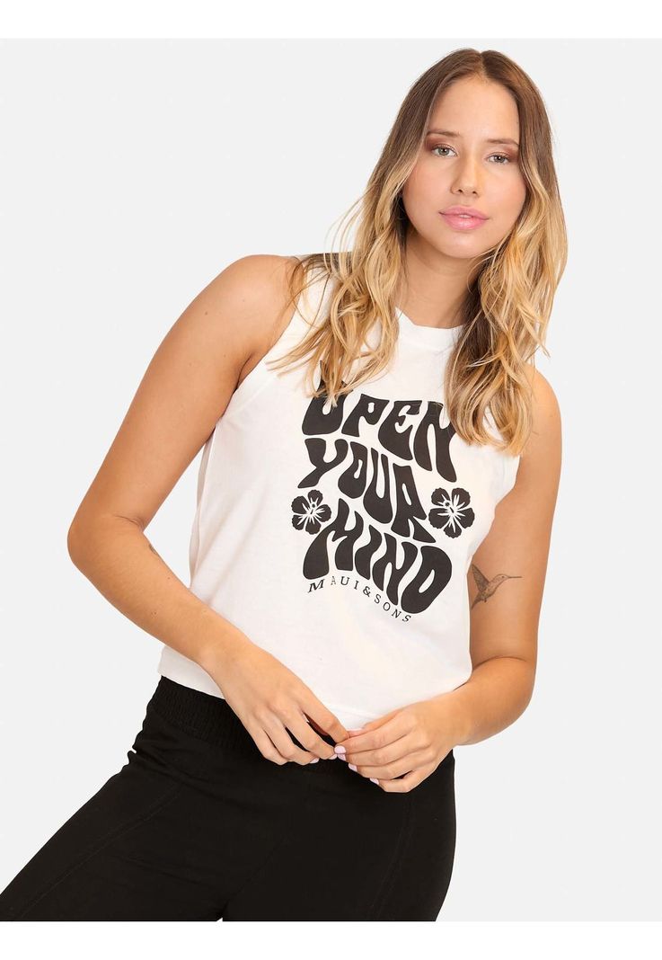 Polera MC Open Your Mind Blanco Mujer Maui And Sons-2