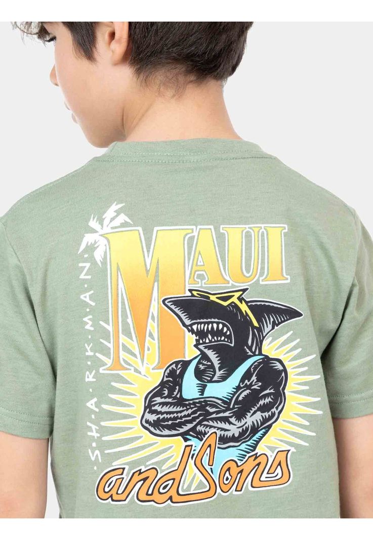 Polera MC Sharkman Verde Niño Maui And Sons-1