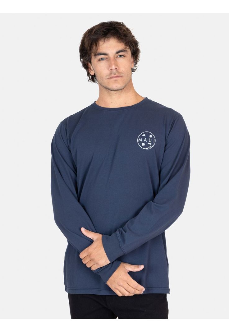 Polera ML Spray Azul Hombre Maui And Sons-0