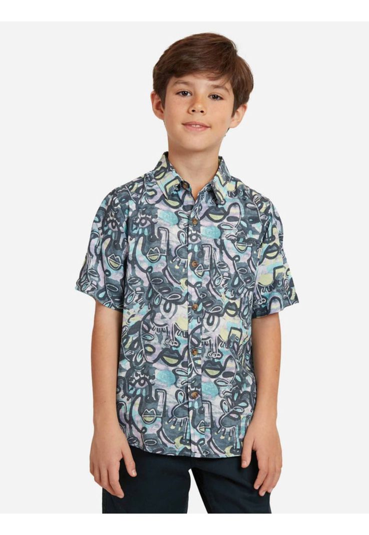Camisa Abstract Art Shirt Niño Multicolor Maui And Sons-0