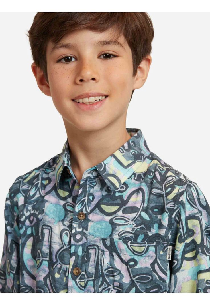 Camisa Abstract Art Shirt Niño Multicolor Maui And Sons-2