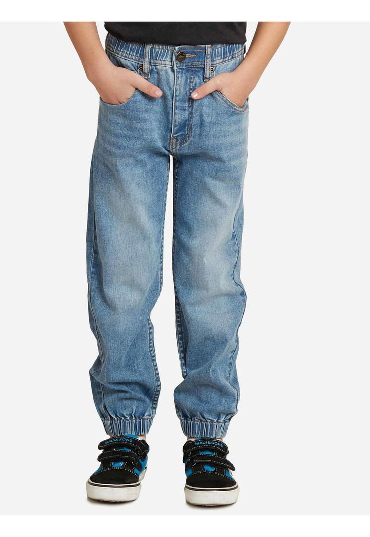 Pantalon Jogger Kids Light Denim Niño Celeste Maui And Sons-0