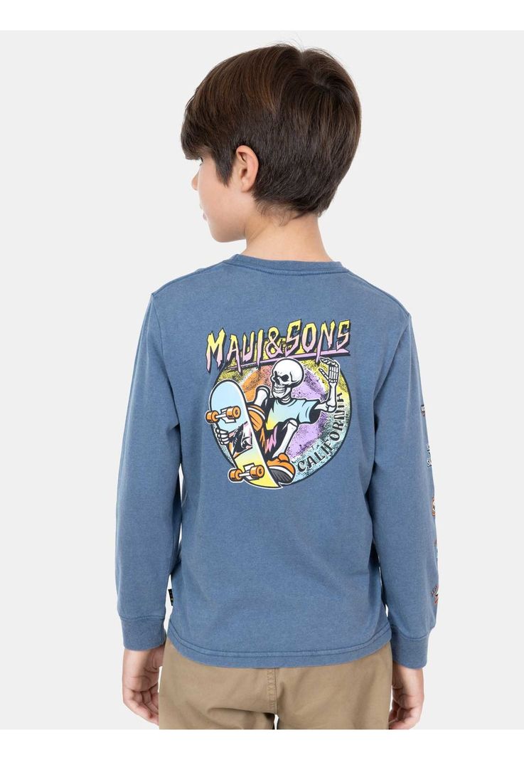 Polera ML Skate Shark Azul Niño Maui And Sons-1