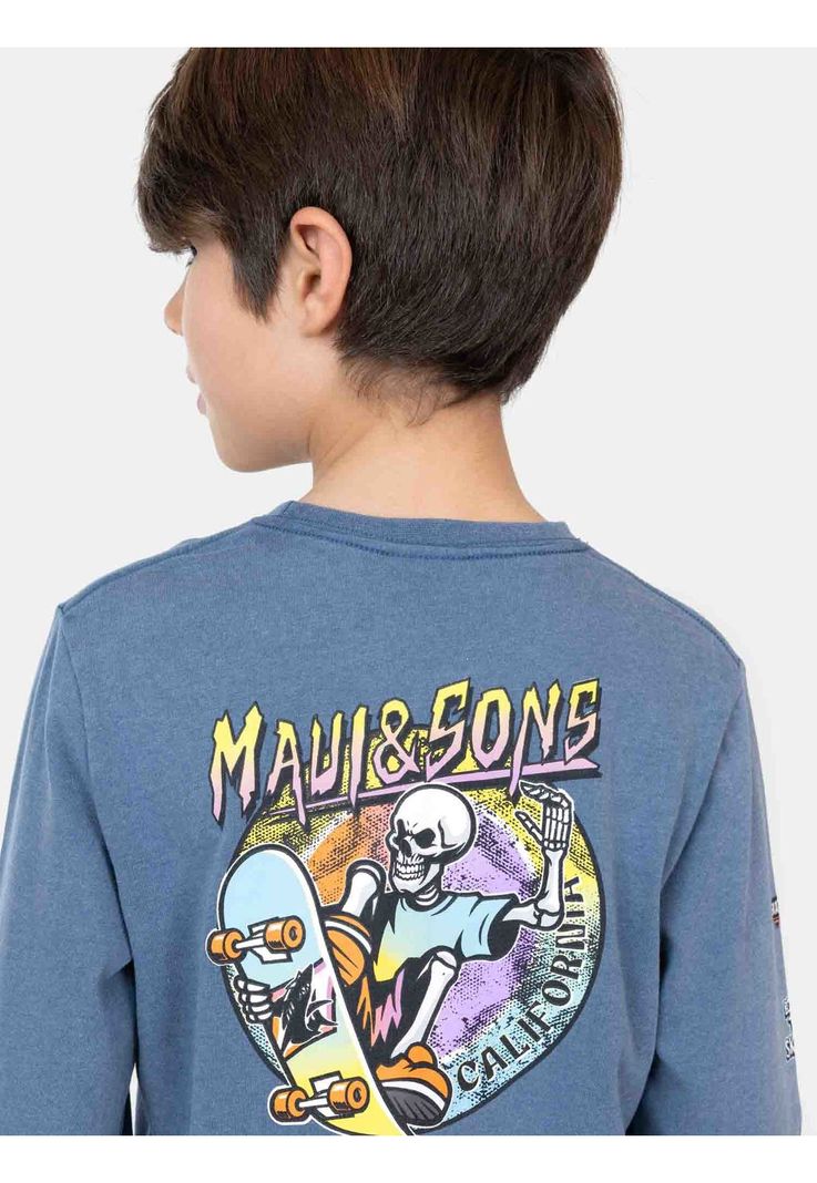 Polera ML Skate Shark Azul Niño Maui And Sons-2