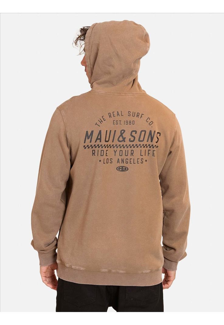 Poleron Canguro Caleb Khaki Hombre Maui and Sons-1