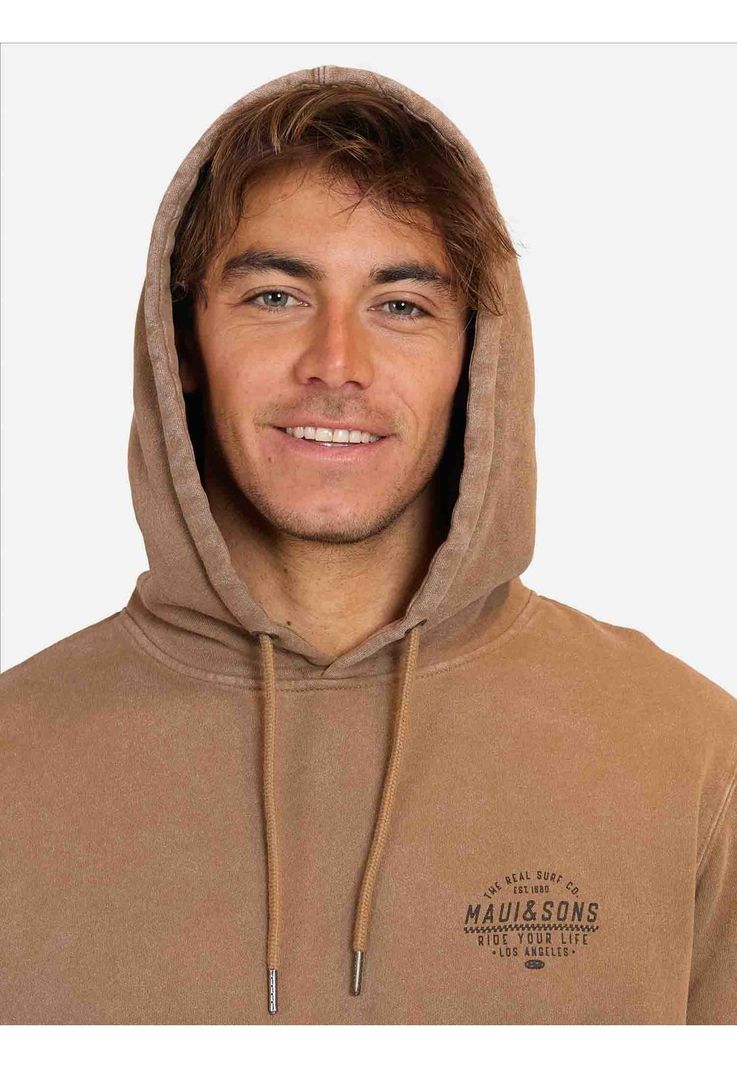 Poleron Canguro Caleb Khaki Hombre Maui and Sons-2