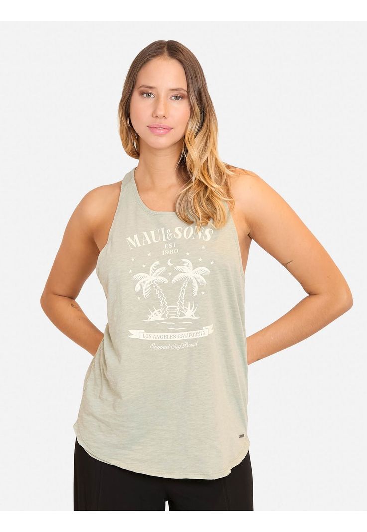 Polera MC Summer Palms Verde Mujer Maui And Sons-0