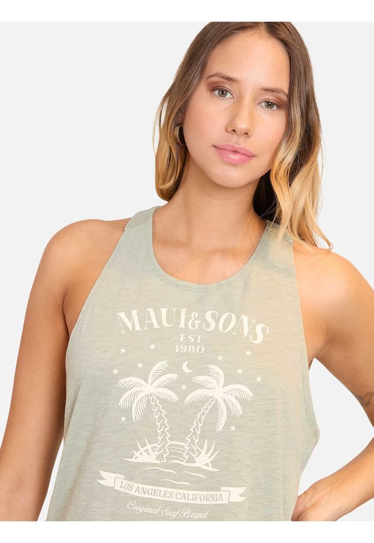 Polera MC Summer Palms Verde Mujer Maui And Sons-3