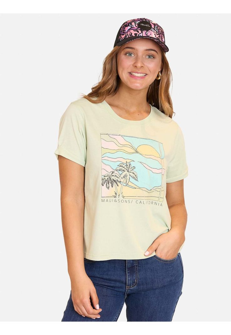 Polera MC California Summer Verde Mujer Maui And Sons-0