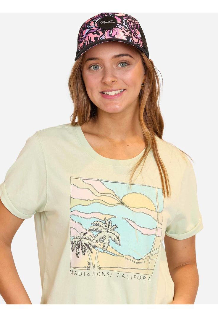 Polera MC California Summer Verde Mujer Maui And Sons-3