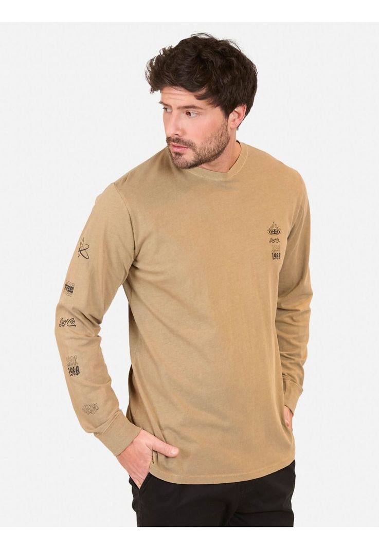 Polera ML Surf Co Hombre Khaki Maui And Sons-0