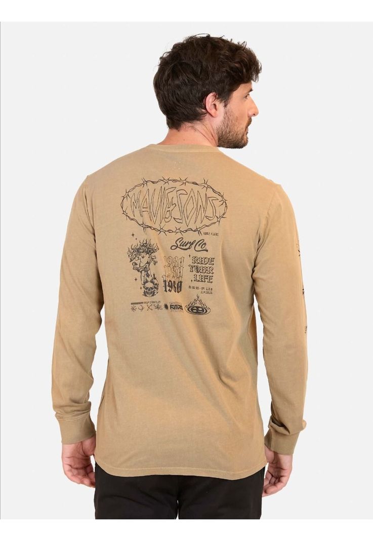 Polera ML Surf Co Hombre Khaki Maui And Sons-1