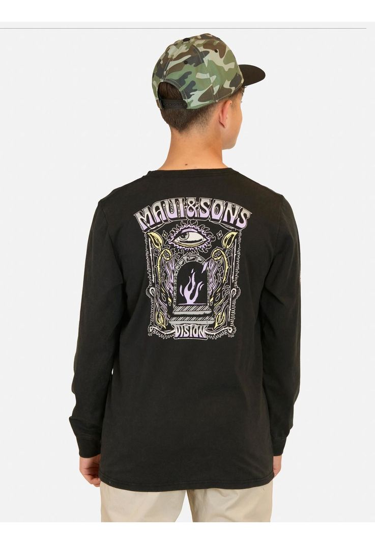 Polera ML Jungle Negro Infantil Maui And Sons-1