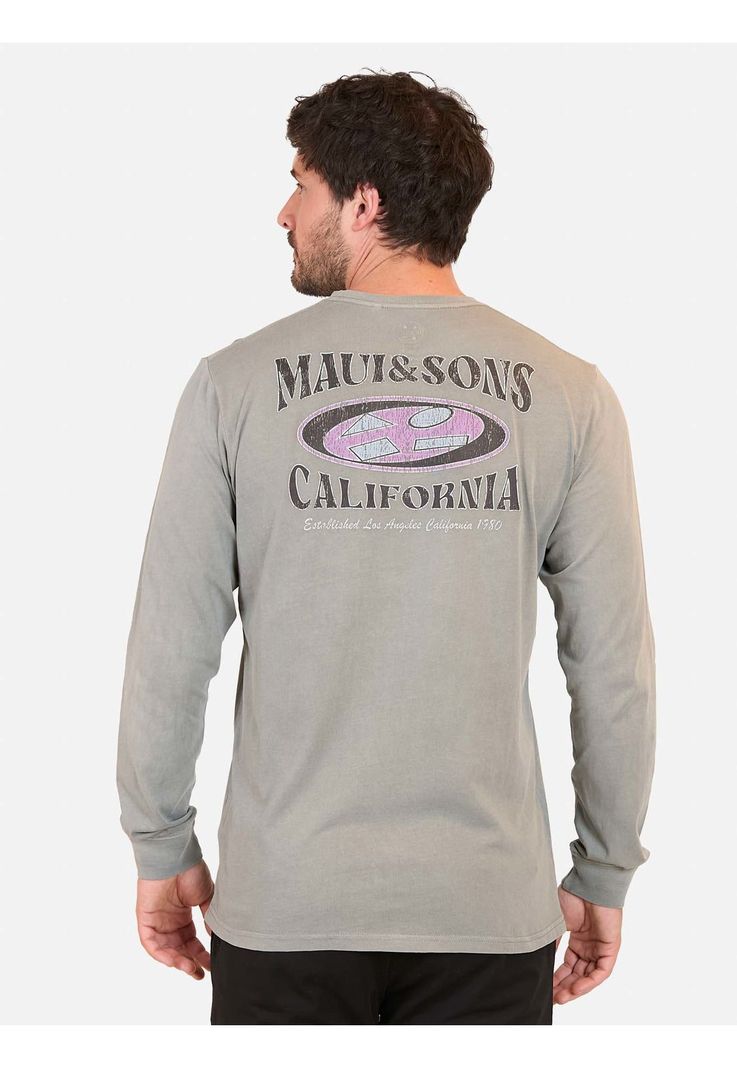 Polera ML California Hombre Gris Maui And Sons-1