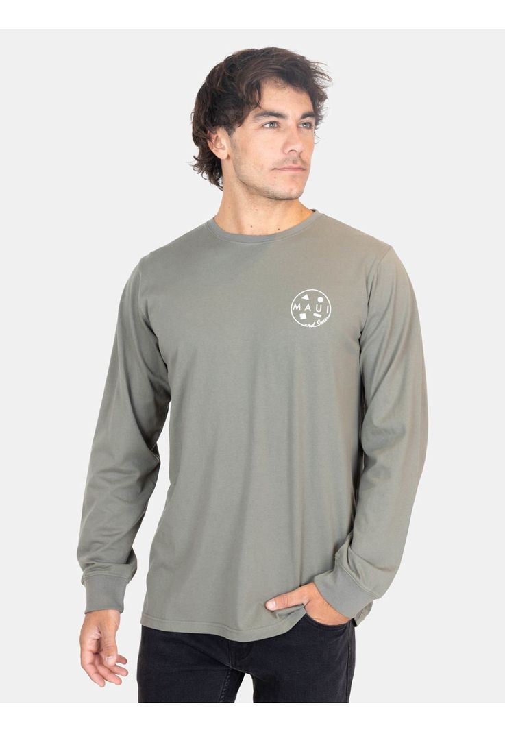 Polera ML Spray Verde Hombre Maui And Sons-0