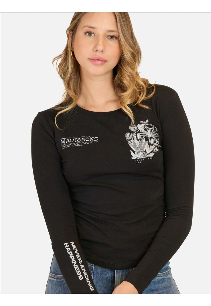 Polera ML Racer Negro Mujer Maui And Sons-2