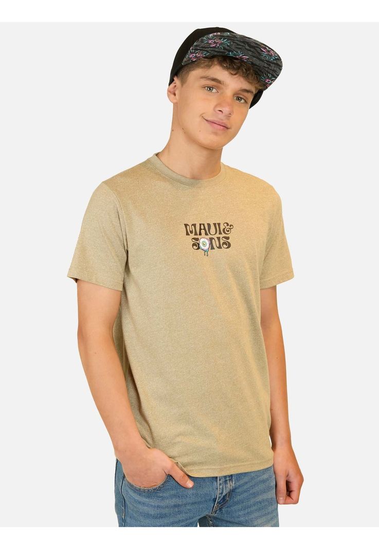 Polera MC Surf Skull Khaki Infantil Maui And Sons-0