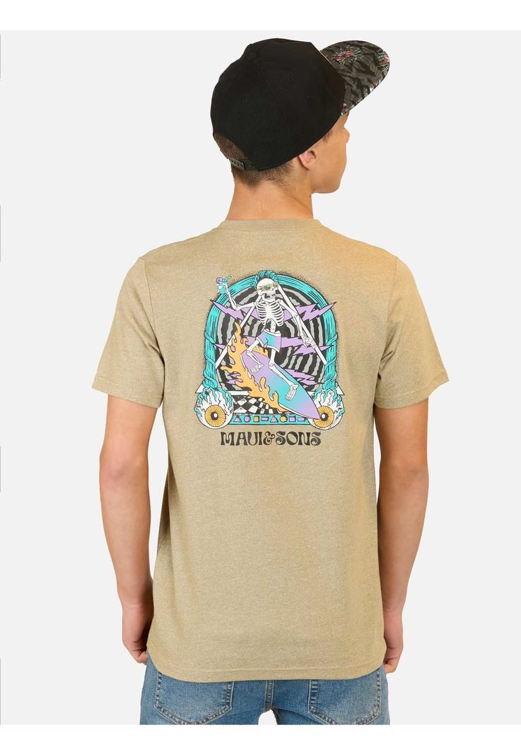 Polera MC Surf Skull Khaki Infantil Maui And Sons-1