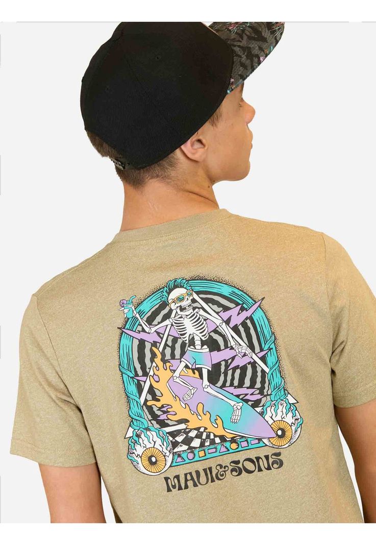 Polera MC Surf Skull Khaki Infantil Maui And Sons-3