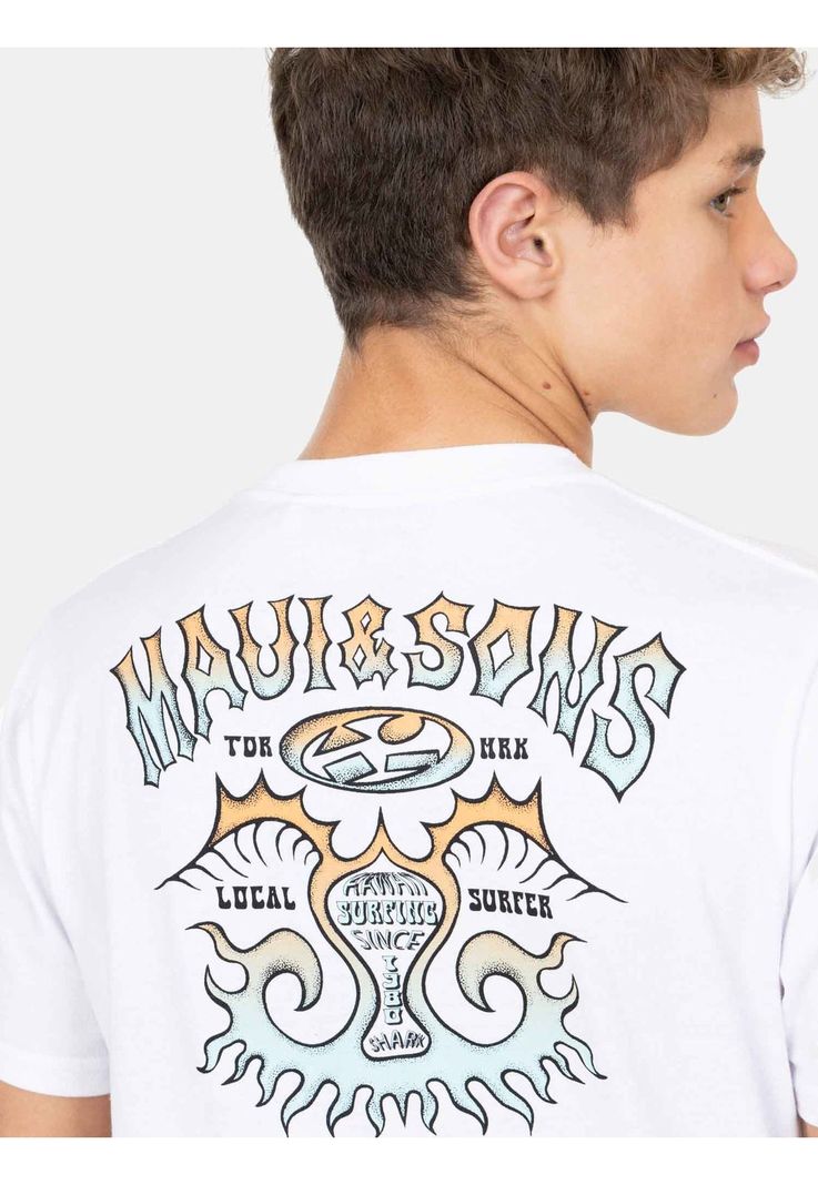 Polera MC Retro Rider Blanco Infantil Maui And Sons-3