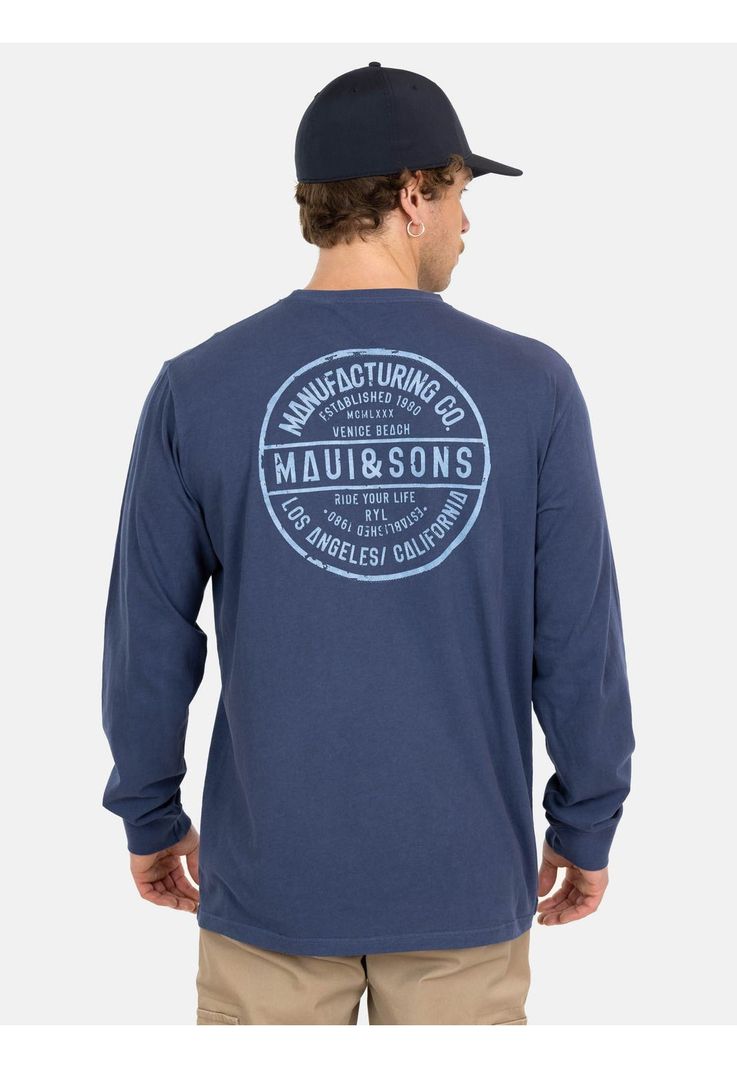 Polera ML Ride Your Life Hombre Azul Maui And Sons-1