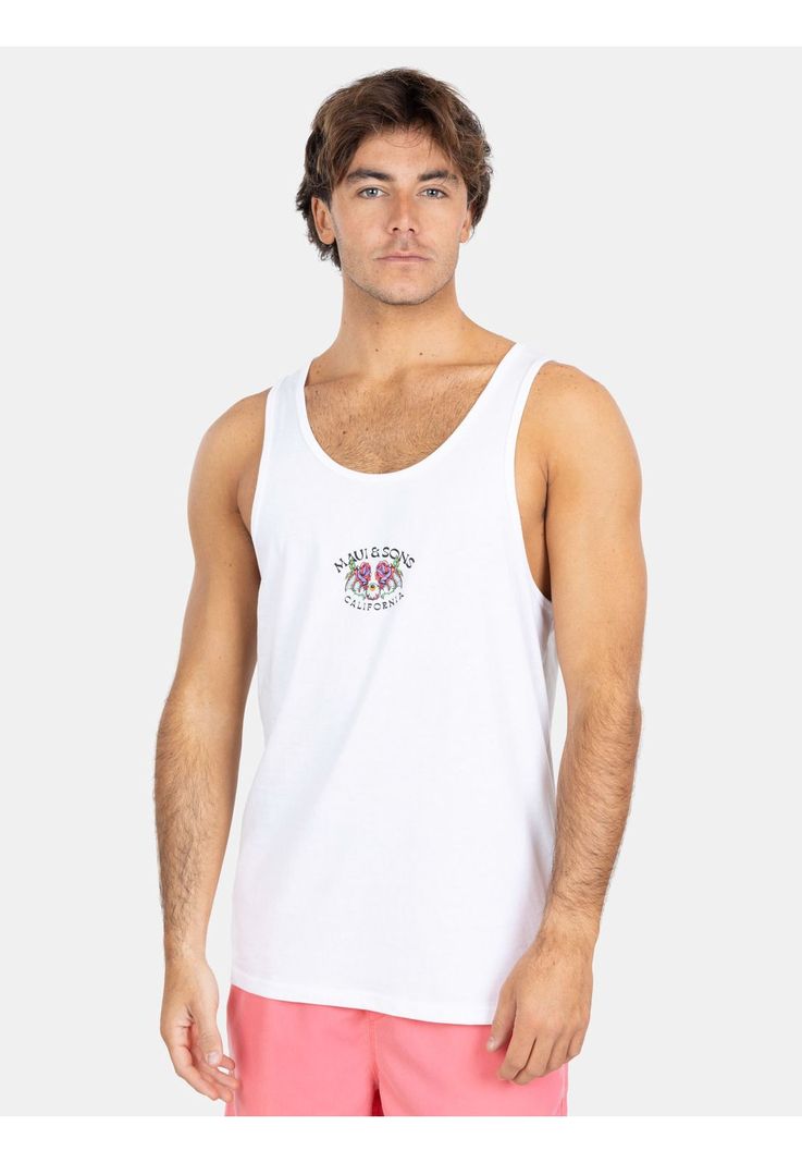 Polera SM Kalaka Flowers Blanco Hombre Maui And Sons-0
