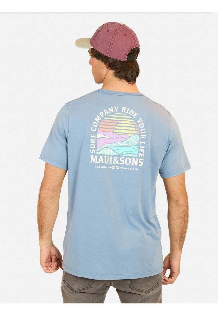 Polera MC Portraid Sunset Azul Hombre Maui And Sons-1