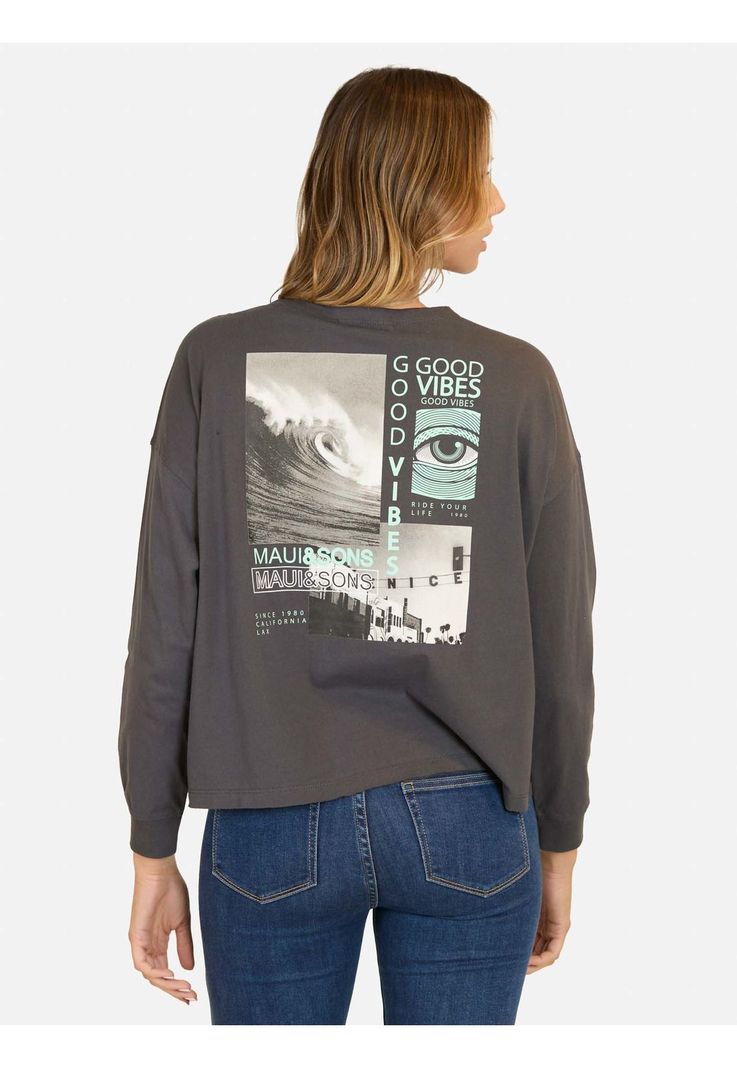 Polera ML Endless Gris Mujer Maui And Sons-1