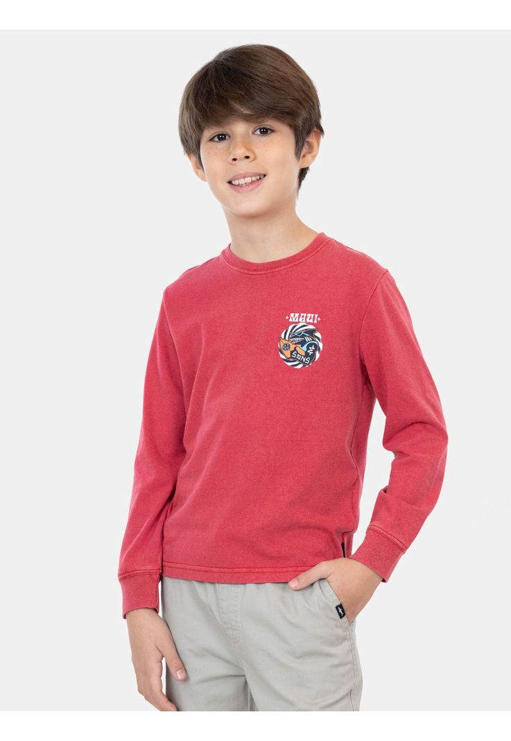 Polera ML Sharkman Rojo Niño Maui And Sons-0