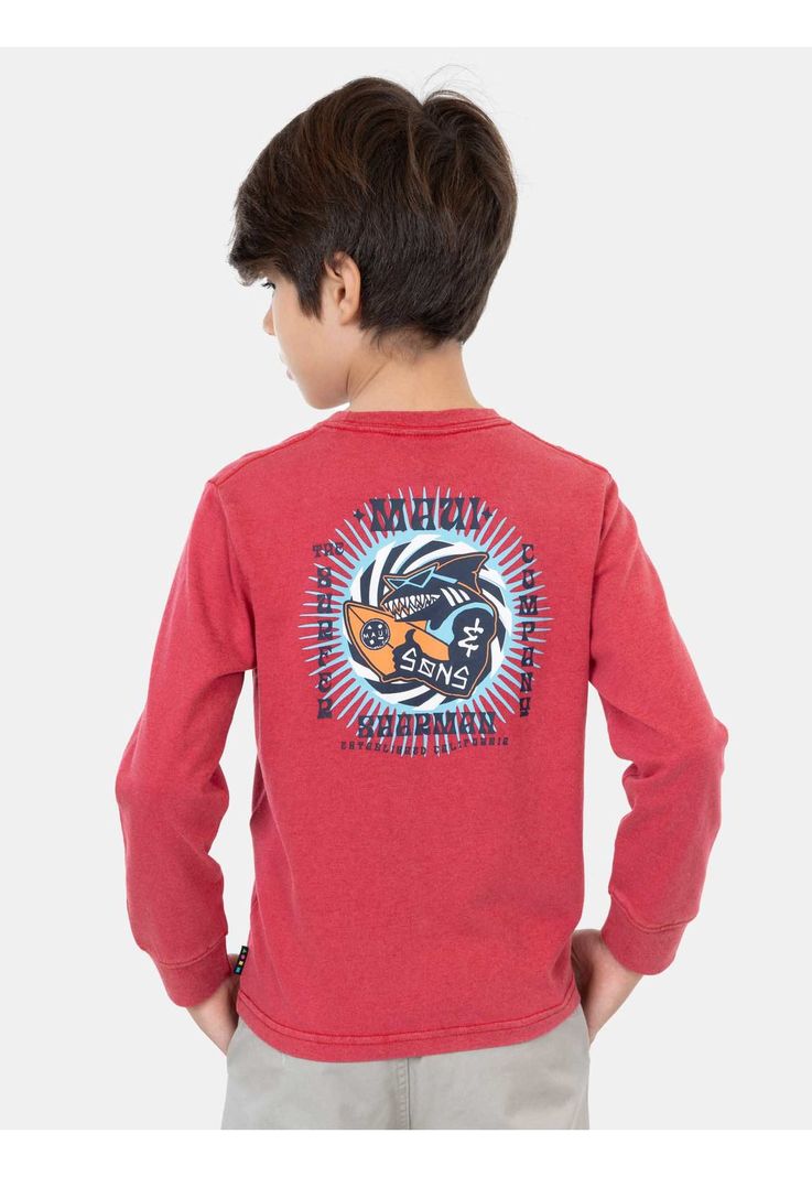 Polera ML Sharkman Rojo Niño Maui And Sons-1