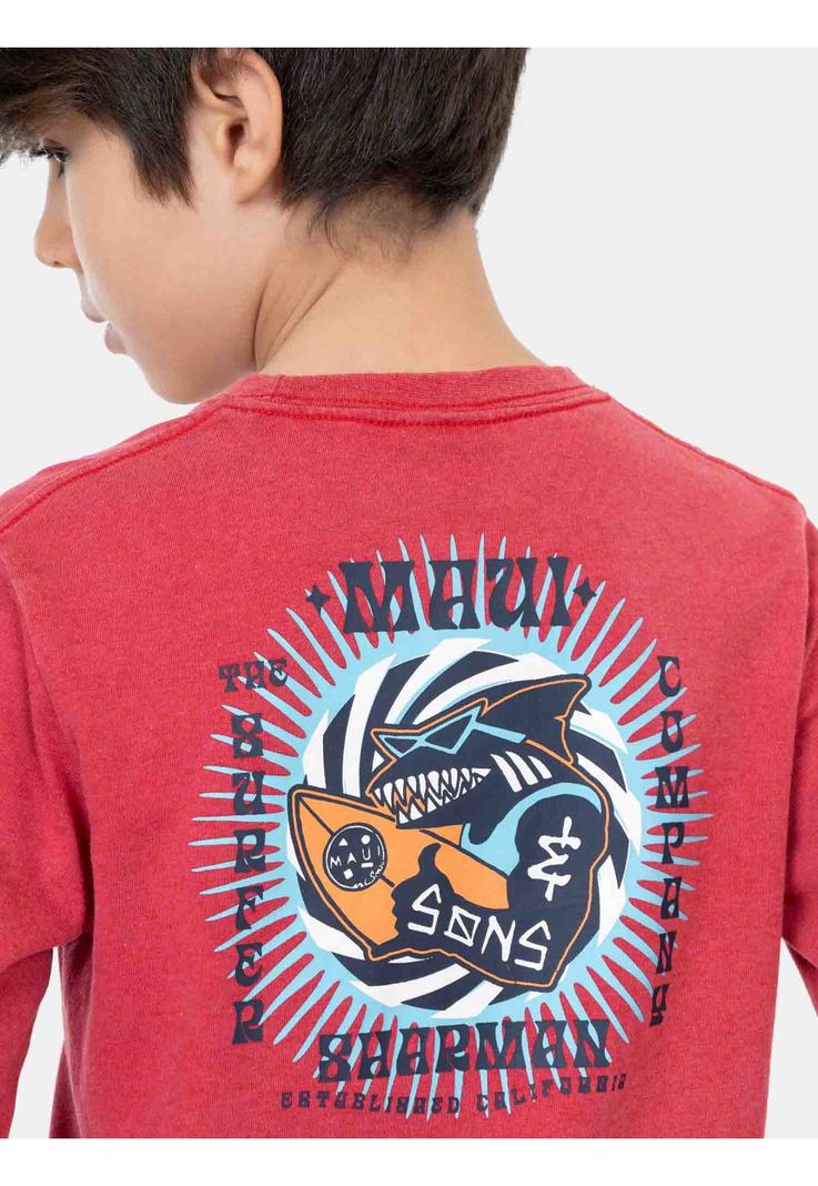 Polera ML Sharkman Rojo Niño Maui And Sons-2