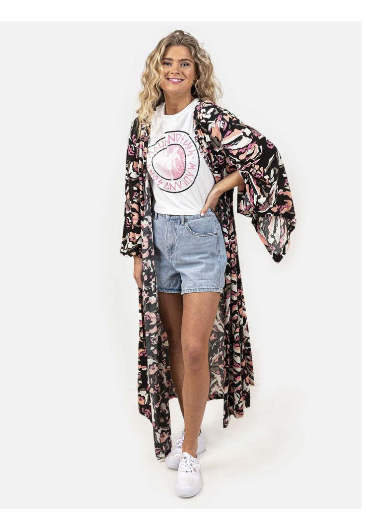 Blusa ABSTRACT ART KIMONO Mujer Multicolor Maui and Sons-2