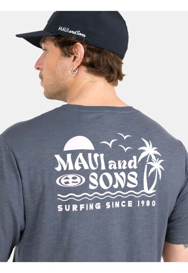 Polera MC Surfing Since  Gris Hombre Maui And Sons-3
