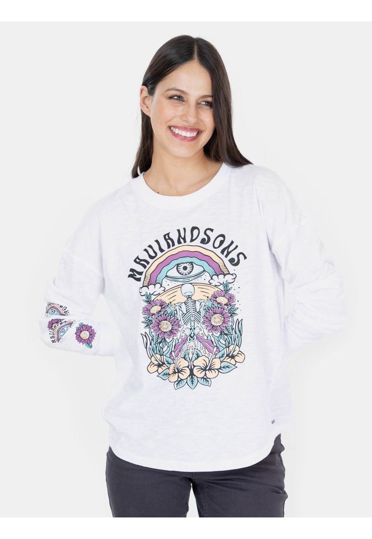 Polera ML Meditation Blanco Mujer Maui And Sons-0