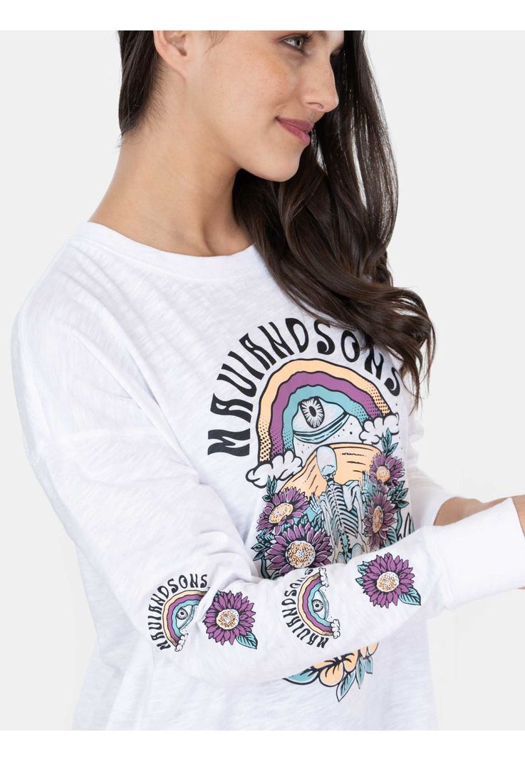 Polera ML Meditation Blanco Mujer Maui And Sons-3