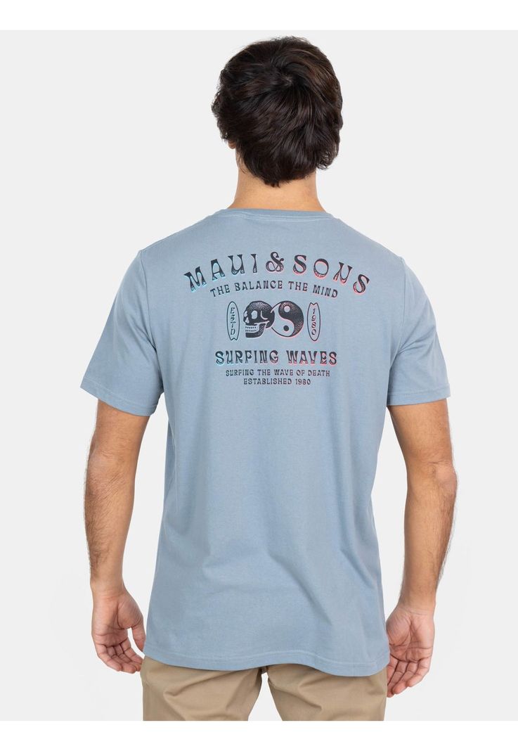 Polera MC Surfing Waves Tees Gris Hombre Maui And Sons-1