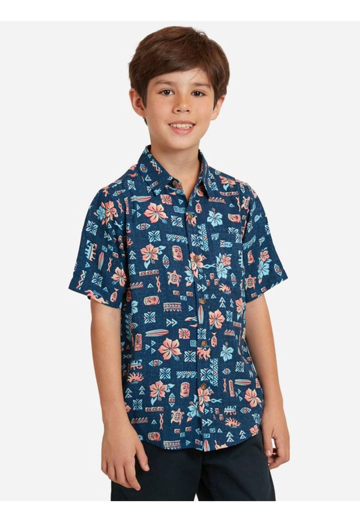 Camisa MC Hawaiian Icon Shirt Niño Multicolor Maui and Sons-0