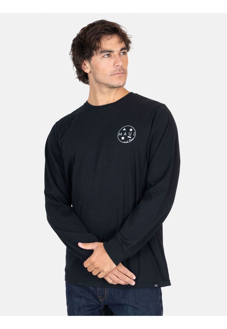 Polera ML Spray Negro Hombre Maui And Sons-0